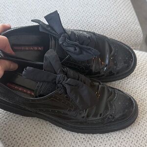 Prada Women's Black Patent Oxfords